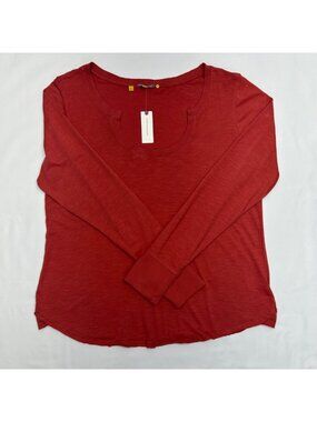 Anthropologie Little Yellow Button Coral Long Sleeve Top XL